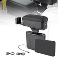 Sporacingrts Universal Car Armrest Storage Box with Cup Holder, USB & Type-C Charging Ports, Adjustable Forearm Wrist Support, Center Console Organizer for Most Vehicles