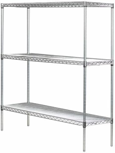 Omega Stainless Steel Shelves, 12" Deep x 60" Wide x 34" High 3 Tier Heavy Duty Wire Shelving Unit for Kitchen Garage Office Restaurant Warehouse 800-lb Per Shelf Weight Capacity