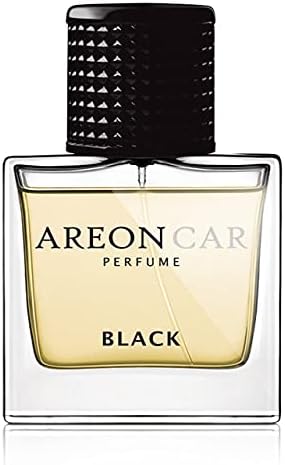 AREON Car Perfume 1.7 Fl Oz. (50ml) Glass Bottle Cologne Air Freshener for Cars, BLACK
