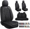 Premium Nappa Leatherette Car Seat Cover Set Custom Fit for Honda CR-V CRV 2000-2023 2024 2025 2026 Water-Proof Breathable Faux Leather Seat Cushion Protectors (Full Set 5 Seats,Black)