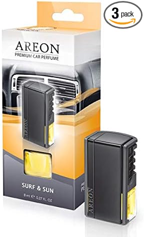AREON ACP06 Car Perfume Luxury and Elegant 0.27 oz Vent Clip Car Air Freshener, SURF & Sun Scent (Pack of 3)