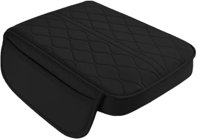 Car Center Console Cushion for Chevrolet City Express 2015-2018, Nappa Leather Memory Foam Armrest Cover with Side Storage Pockets, Auto Elbow Support Pad 1pc,Black