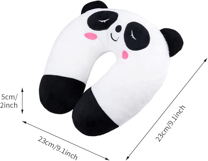 Travel Pillow for Kids, Cute Animal Neck Pillow Support U Shaped Cushion Plush Soft Rest Reading Pillows Sleeping Pillows for Airplane Train Car (Color:Panda)