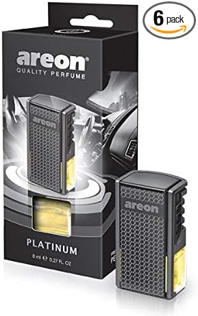 AREON AC03 Car Perfume Luxury and Elegant 0.27 oz Vent Clip Car Air Freshener, Platinum Scent (Pack of 6)