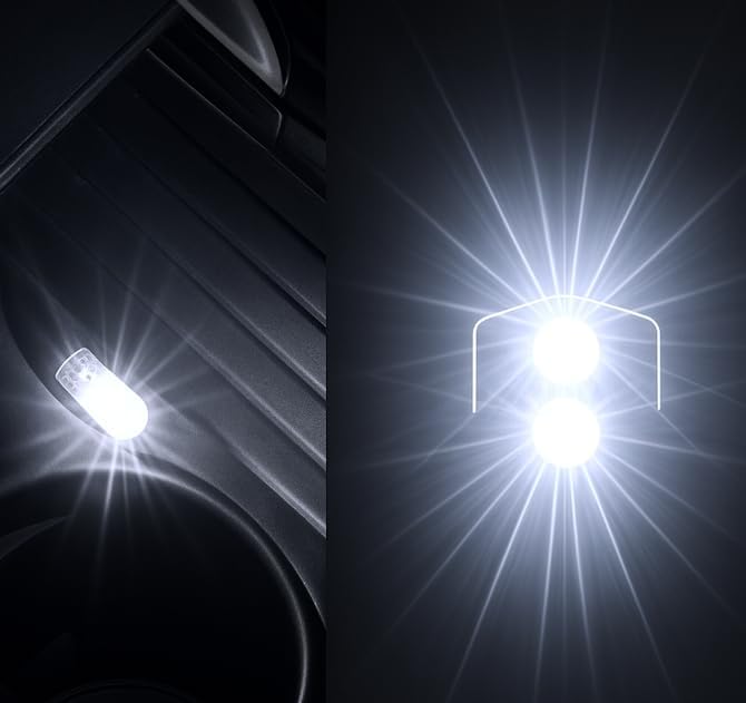 ICBEAMER USB Type-A LED Night Light 2-Pack (White) | Plug-in Universal Fit Automotive Accessory for Car Interior and Trunk Ambient Atmosphere Lighting