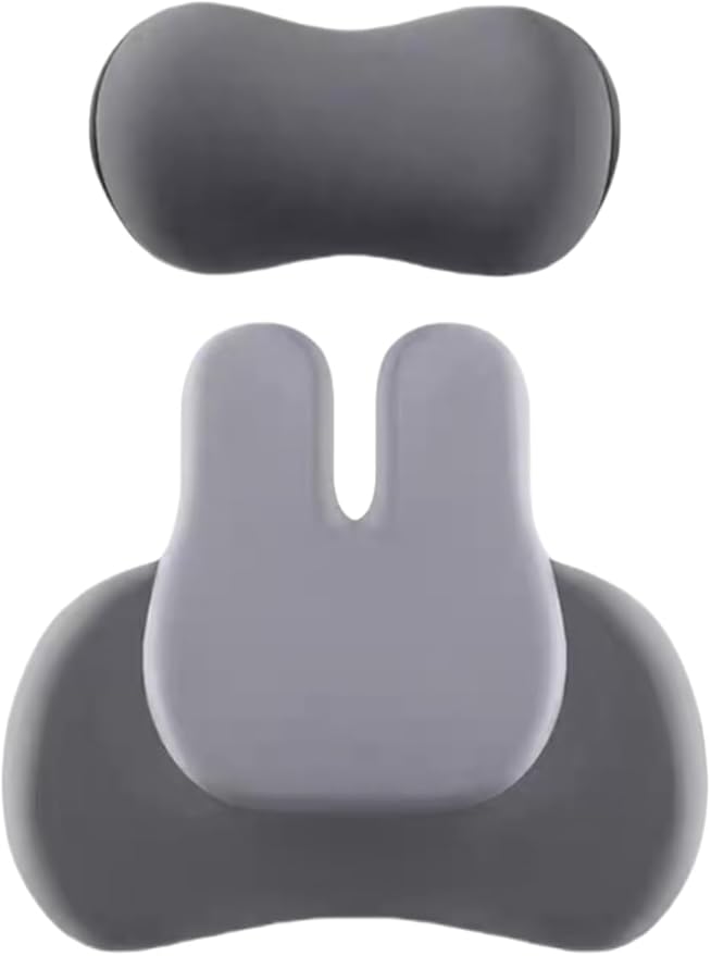 Cute Bunny Car Seat Cushion Set - Lumbar Support Pillow & Neck Pillow for Women Drivers, Ergonomic Back Comfort for Long Drives, Adorable Rabbit Design Car Accessories (Gray)