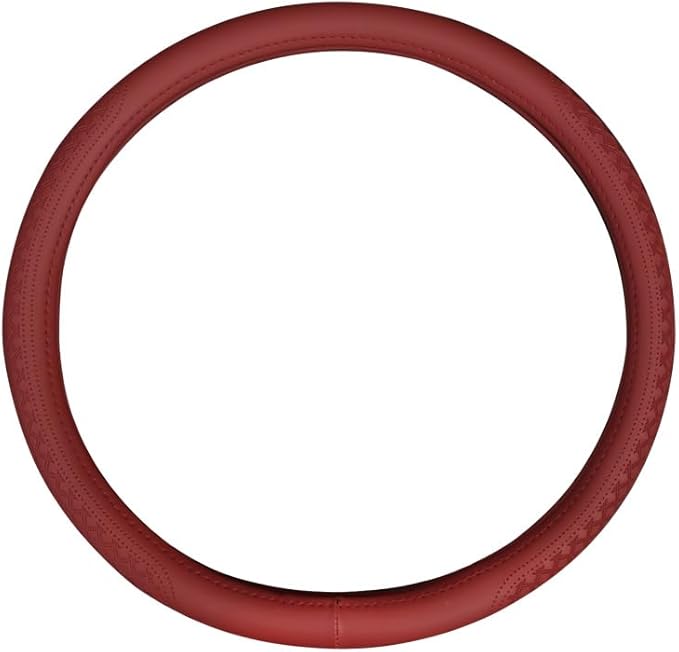 Wood Car Steering Wheel Cover Rubber Inner Ring All Car Universal Four Seasons Universal Thin Fiber Leather Anti-Slip 16 17 18 19inch for Truck (16inch, red)