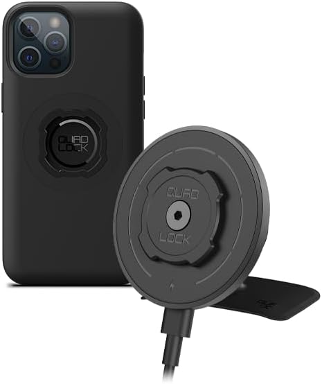 Quad Lock Adhesive Dashboard/Console Car Phone Holder Kit with MAG Wireless Charging Head V2 and MAG Phone Case for iPhone 12 Pro Max