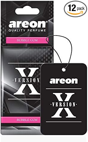 AREON X AXV03 Hanging Best Car Air Freshener Bubble Gum Scent, Paper Hanging Ornaments, Long Lasting Scent for Car or Home 12 Pack