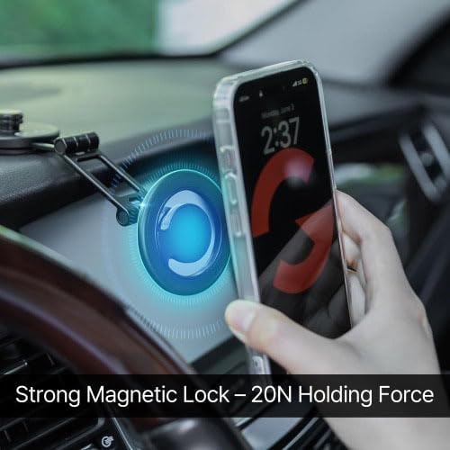 OLG MagSafe Compatible Magnetic Car Phone Holder – Premium Metal, 4000G Strong, 360° Rotation, 180° Angle & Head Adjust, No-Residue Tape