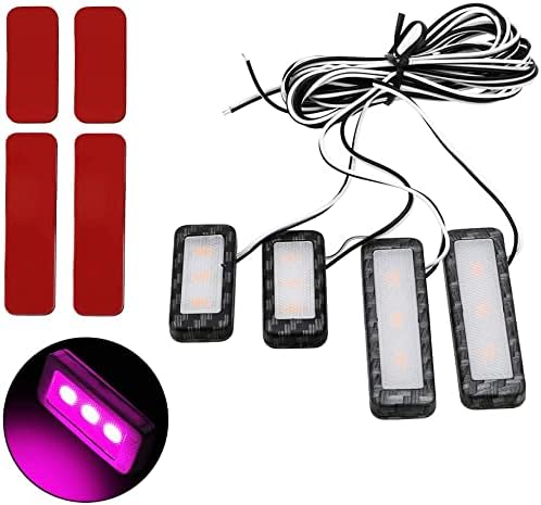 Automotive Door Handle Lights,12V 4pcs LED Interior Lights Multicolor Universal Fit for Car Interior Atmosphere Light (Red)