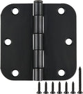 Rounded Door Hinges 3-1/2" x 3.5 inch, 5/8 Radius, Matte Black 3 ½ Inch 6 Pack