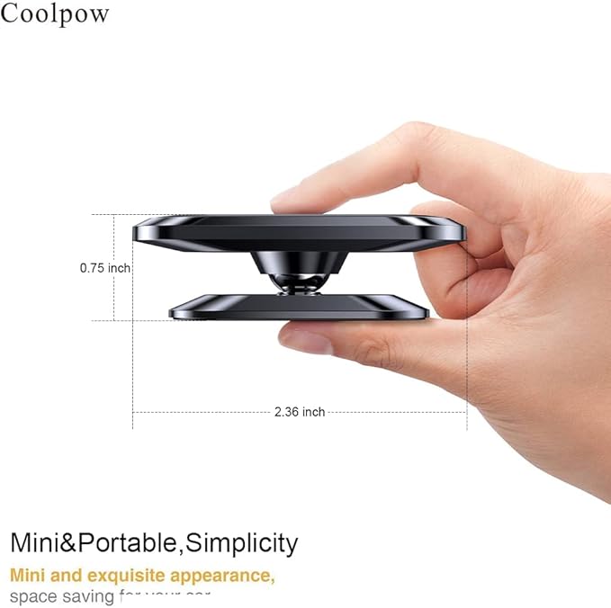 【2-PACK】Magnetic phone holder for car, [ Super Strong Magnet ] [ with 4 Metal Plate ] iPhone Magnetic car mount for cell phone, [ 360° Rotation ] Universal Dashboard adhesive Car Magnetic Phone Mount