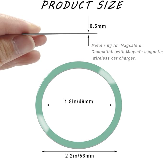 6 Colors Universal Metal Rings Compatible with Magsafe Magnetic Wireless Charger, Adapter Ring Sticker for Cell Phone Case Magnet Wireless Charging, Compatible with iPhone 16/15/14/ Samsung Galaxy