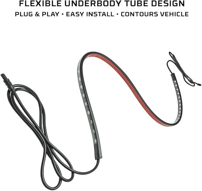 LEDGlow 4pc White LED Flexible Car Slimline Underbody Underglow Accent Neon Lighting Kit - 4 Unique Patterns - Water Resistant, Low Profile Light Tubes - Includes Control Box & Remote