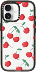 CASETiFY Impact iPhone 17 Case [Slim/Compatible with Magsafe / 8.2 ft. 4X Military Grade Drop Protection] - Cherries - Clear Black