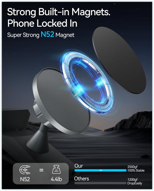 Phone Mount for Tesla Cybertruck The Ultimate Magnetic Phone Holder for Tesla Cybertruck Accessories | 360° Adjustable All-Metal Dash Mount with Strong Magnets Secure Clip-On Design Leaves No Residue