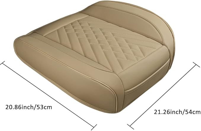 GIANT PANDA 2pcs Front Car Seat Covers Bottom Seat Covers, PU Leather Driver Car Seat Protectors Fits 95% of Vehicles, Wrapping Around The Bottom (Beige)