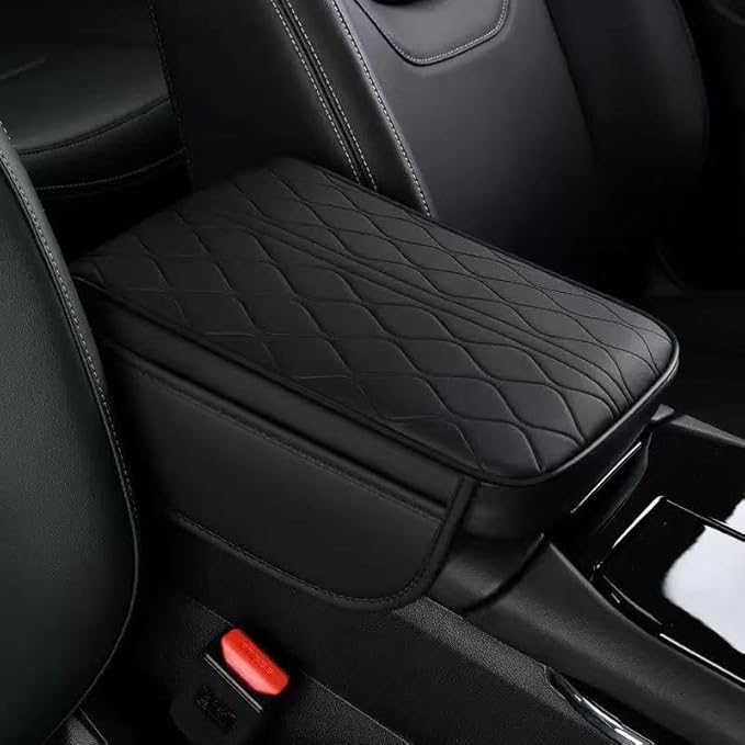 1 Pack Car Center Console Cover Custom Fit for Toyota Grand Highlander Hybrid 2024-2025, Leather Memory Foam Armrest Cushion Protector, Anti-Scratch Durable Armrest Pad,Black