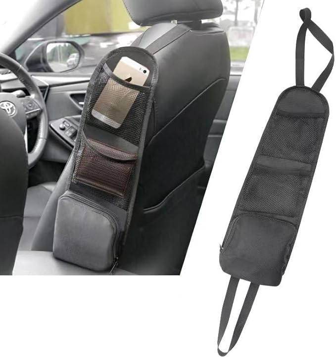 Car Seat Organizer with Multiple Pockets - Hanging Storage Bag for Car, SUV, Truck - Durable Mesh Seat Back Organizer with Multi-Function Pockets - Auto Accessories for Baby, Kids, Travel Essentials