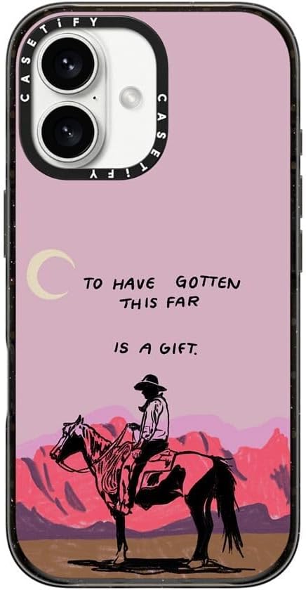 CASETiFY Impact Case for iPhone 16 [Slim / 8.2 ft. 4X Military Grade Drop Protection/Compatible with Magsafe] - Cowboy Quest - Clear Black