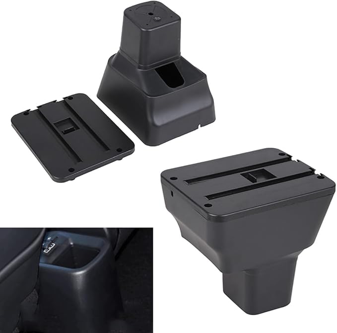 AULPHIKE Compatible with Nissan Versa Armrest 2020-2024 Car Center Console Organizer Armrests Double Layer Storage with USB Ports（Carbon Fiber Style）