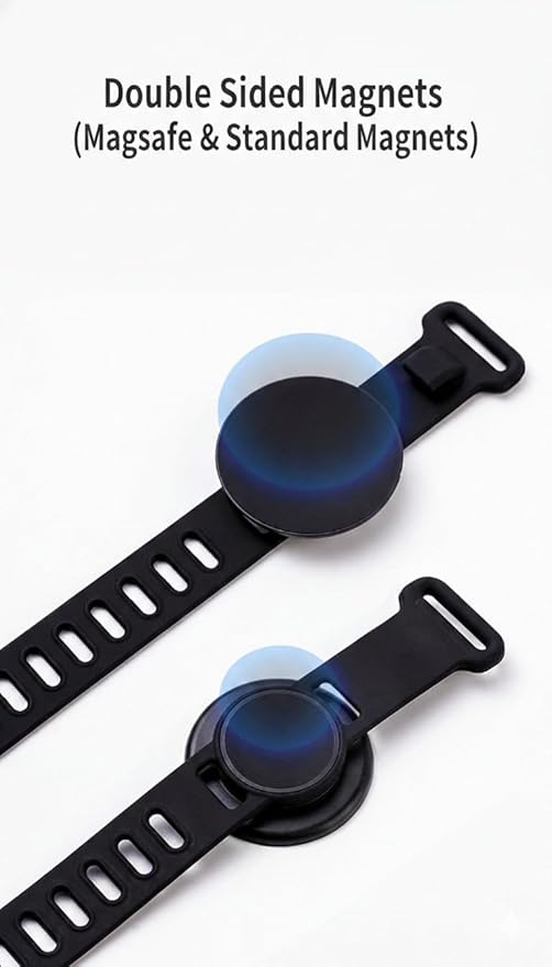 Super Strong Gym Fitness Secure Silicone Strap Phone Mount for MagSafe Compatible Devices, Multi use for Gym Equipment Stroller Treadmill Peloton Exercise Bikes and anything Magnet stick on to
