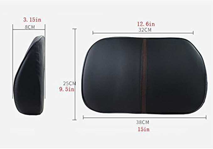 Car Seat Lumbar Support Pillow Neck Pillow Headrest Head Support Back Cushion Pad Soft Memory Foam Artificial Leather for Car Home Office Chairs Lower Back Pain Relief Corrects Posture Brown