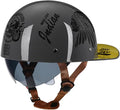 Vintage Retro Open Face Motorcycle Helmet Baseball Cap Half Helmets with pull-down Lens for Men Women Moped Cap Jet Scooter Street Cruiser - DOT Certified (Indian-Gray,Large)