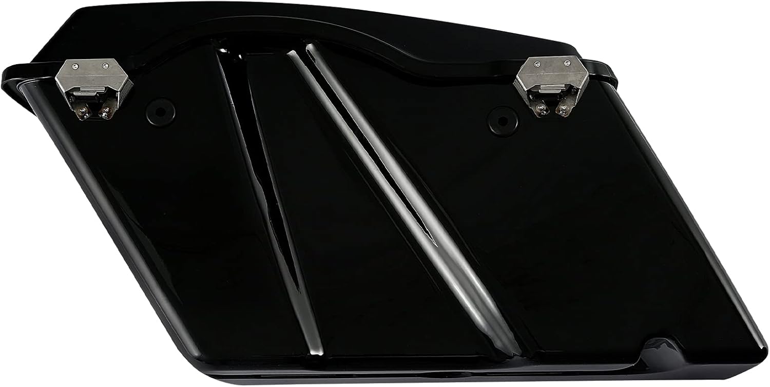 XFMT Vivid Black Hard Saddlebags Saddle Bags Trunk Black Latches W/Chrome Conversion Brackets For Harley Softail Heritage Classic Deluxe 1984-2017