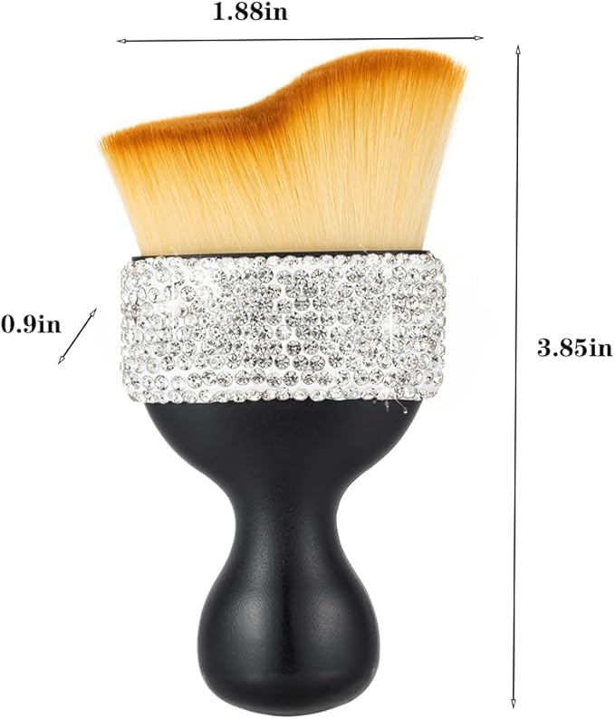 Bling Car Interior Dust Brush, Glitter Diamond Crystal Soft Bristles Dusting Tool for Automotive Dashboard, Air Conditioner Vents, Leather,Car Seat, Computer etc. (Silver)