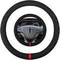Suede Steering Wheel Cover,Compatible with Lincoln Navigator Mark LT SuedeLeather Sport Non-Slip Wheel Cover Car Interior Accessories 15.5 16 inch for Man and Women
