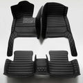 Custom Personalized Floor Mats for Cars - Luxury Full Coverage All Weather Mats, Anti-Slip Leather Mat Set, Fit for 99% of Cars, SUVs & Trucks (All Black, D-Diamond+Strip)