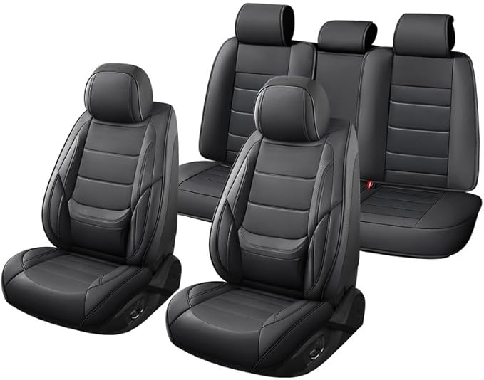 Car Seat Covers Custom Fit for Chevrolet/Chevy Captiva 2006-2018, Premium Faux Leather Waterproof Car Seat Protectors with Lumbar Support, Breathable Anti-Slip Easy to Install(Black,Full Set)