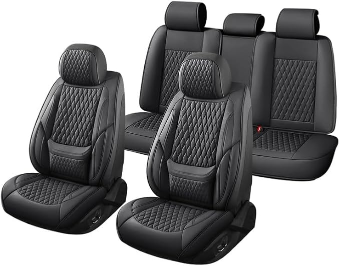 Car Seat Covers Full Set Custom Fit for Ford Edge 2007-2026 - Premium Faux Leather with Lumbar Support | Breathable, Waterproof, Anti-Slip, Durable (Black,Full Set)