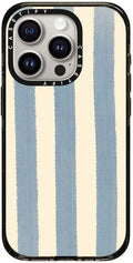 CASETiFY Impact Case for iPhone 15 Pro [8.2ft 4X Military Grade Drop Protection/Compatible with Magsafe] - Blue Stripes - Clear Black
