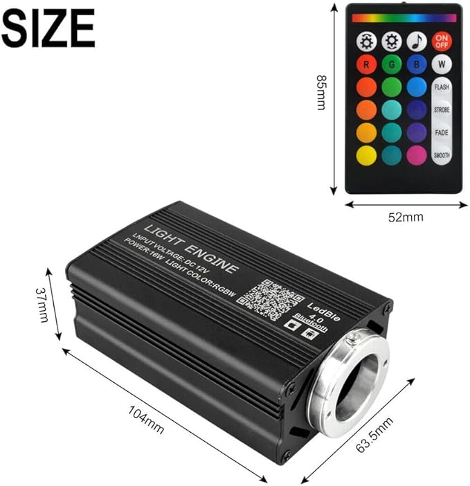 Starlight Headliner Kit 1000Pcs 0.03in*6.5ft*2m 16W RGBW Music/Voice APP/Remote Control Activated Star Lights for Car Fiber Optic Star Light for Car Roof Theater Game Bed Room Ceiling