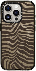CASETiFY Impact Case for iPhone 15 Pro [8.2ft 4X Military Grade Drop Protection/Compatible with Magsafe] - Zebra-Brown - Clear Black