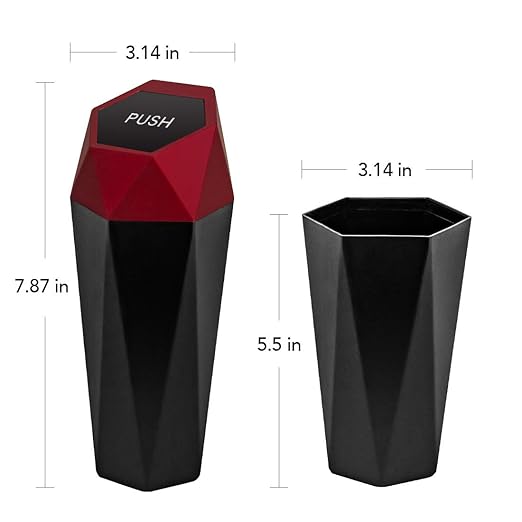 Car Trash Can with Lid - 1-Pack, Interior Accessories for Vehicles, Leakproof Garbage Can with 15 Detachable Trash Bags, Multipurpose Organizers and Storage Solutions for Home and Office