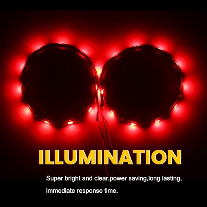 YM E-Bright Car Led Strip Lights for Golf Cart Underglow Motorcycles Marine Boat Kayak Interior Exterior 5050 Chipset 15SMD Waterproof IP67 12V,Red(Pack of 4)