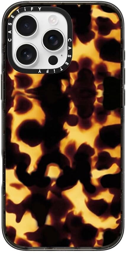 CASETiFY Impact Case for iPhone 16 Pro Max [Slim / 8.2 ft. 4X Military Grade Drop Protection/Compatible with Magsafe] - Tortoiseshell - Clear Black
