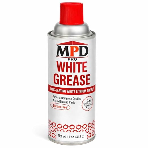MPD PRO White Lithium Grease Spray, Marine-Grade Drip-Free Lubricant, Non-Staining High-Solid Formula for Garage Doors, Hinges, Chains & Automotive Use – 11 oz (6-Pack)