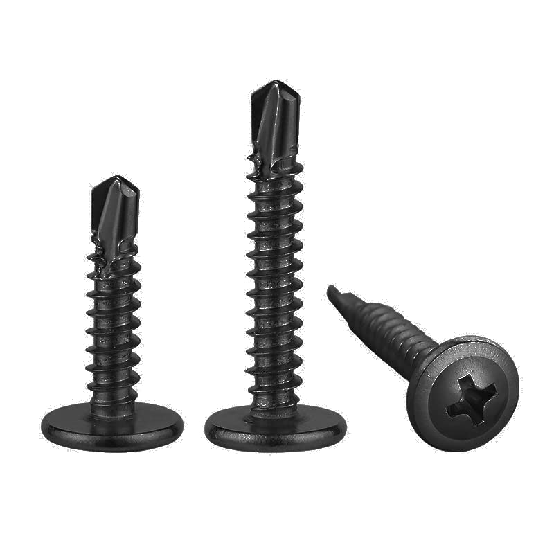 (200Pcs)#8×1” for Sheet Metal Self-Tapping Screws 410 Black Stainless Steel Truss Head High-Strength Quick Tapping