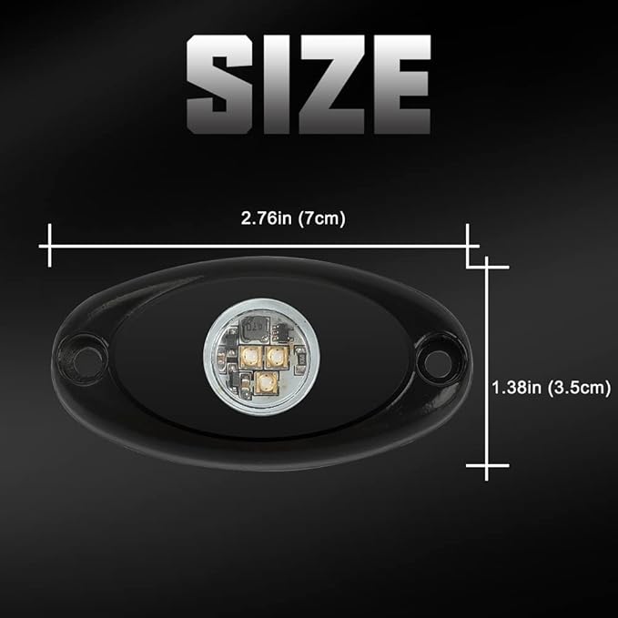 SUNPIE 8 Pods White Rock Lights – Quick Connect, 3 High Power Chips, 4M Extension Wires, Mounting Pads Included, 6000K Pure White, IP67 Waterproof, Fits Trucks, SUV, ATV, UTV, Trailer
