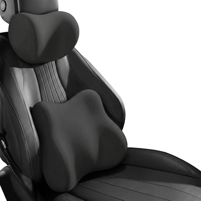Car Headrest Pillow & Lumbar for Audi A4 Q3 A6 C5 A4 B8 A3 8P Q2 Q5 A1 A3 A7 A8 Q7 Q5L Sq5 RS, Car Seat Neck Pillow Back Support, Breathable All-Season Automotive Seat Cushions, 2PCS