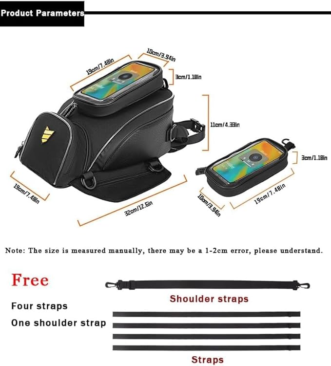 Motorcycle Tank Bag for Honda Rebel CMX 300 500 CMX300 CMX500, Strong Magnetic Waterproof Oxford Black Motorbike Quick Release Pannier Bag