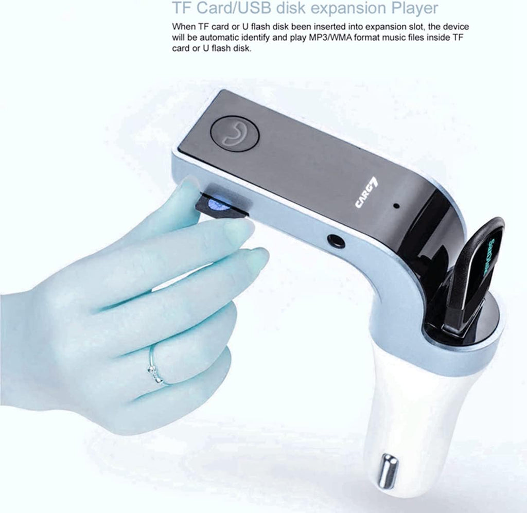 Bluetooth FM Transmitter for car, TIANSHILI Handsfree Bluetooth Receiver Car Kit with Mic/TF Card/USB Drive/AUX Play for iPhone,iPad and Other Android Phones-Silver