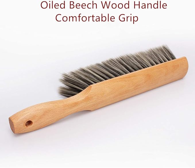 Soft Bristle Hand Brush Wooden Handle for Shop Bench Upholstery Sofa Furniture, Non-Scratch 14 Inch Long (Gray)