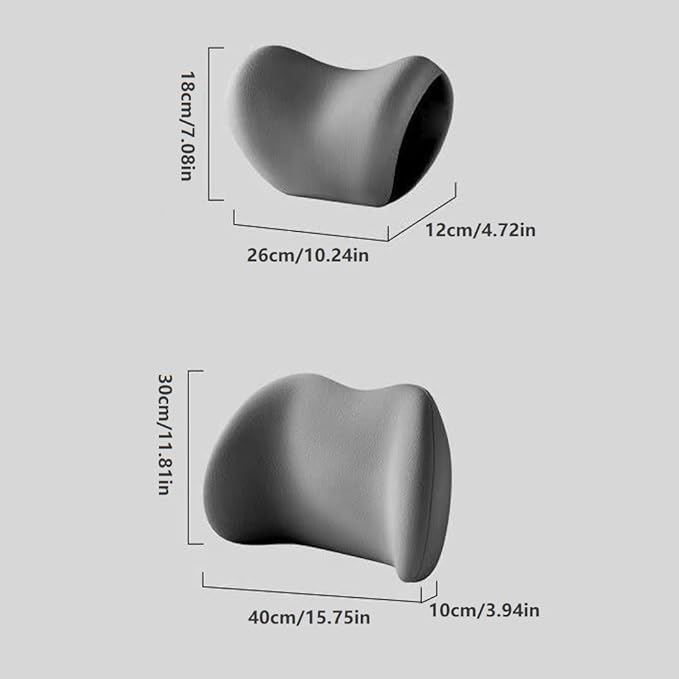 Car Headrest & Lumbar Support Cushion, Ergonomic Car Seat Headrest & Lumbar Cushion, Car Lumbar Support Pillow and Car Neck Pillow Kit for Office Chair, Truck, Wheelchair (Black)