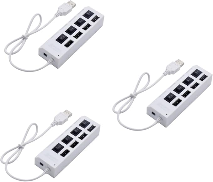HOMSFOU 3pcs USB Hub Port Splitter Independent Compact USB Device Connector for Laptop and Travel Versatile White Design for Use